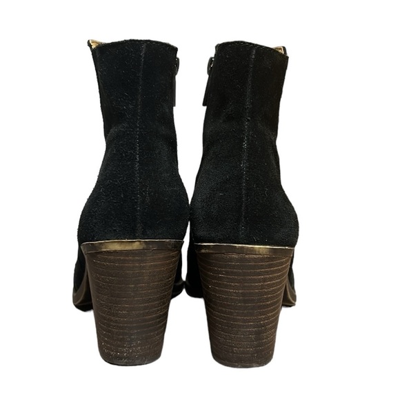 Lucky Brand Eleanor 2 Women's Black Suede Floral Embroidered Bootie 8M - Picture 7 of 11